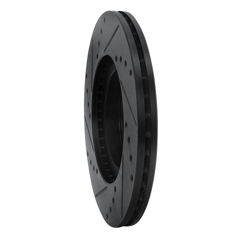 Mazda Miata Brake Rotor (1) - Front Right - R1 Concepts - Drilled & Slotted - Black - `01-`05